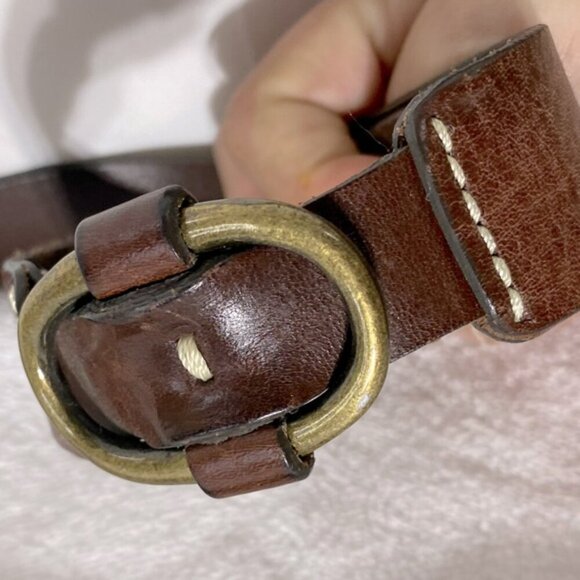 Eddie Bauer Brown Leather Belt W Brass Hardware main image 8